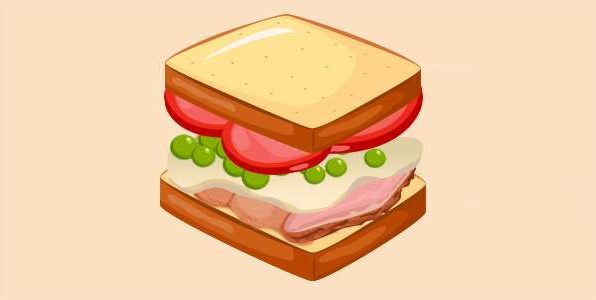 сендвіч з горошком, куркою, помідорами та язиком