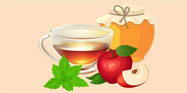 чай з медом, м'ятою і яблуком