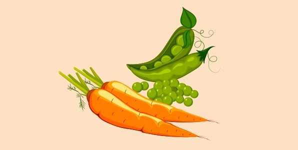зелений горошок і морква
