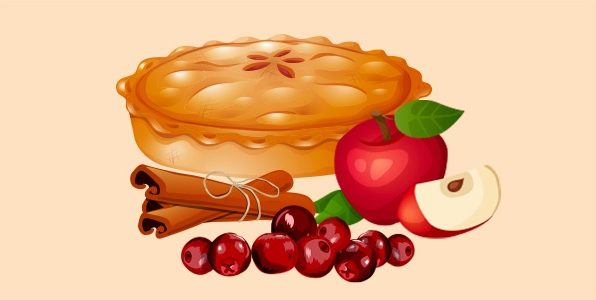 Пиріг з яблуками, журавлиною та корицею